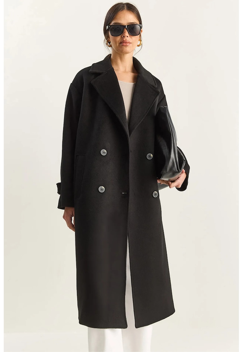 Palton lung supradimensionat - Negru