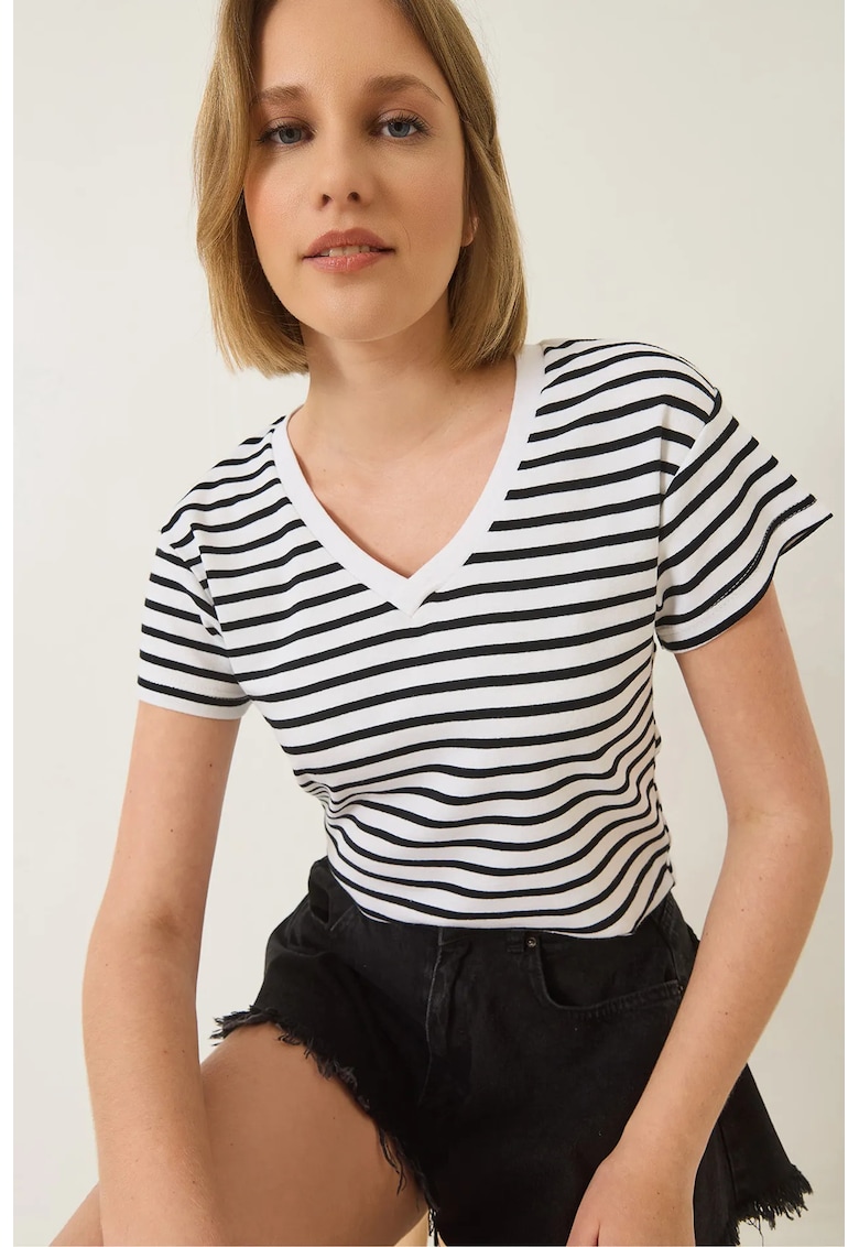 Tricou dama Busem - albnegru