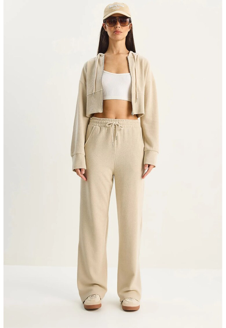 Set din doua piese - hanorac cu gluga - bej natural - jerseu