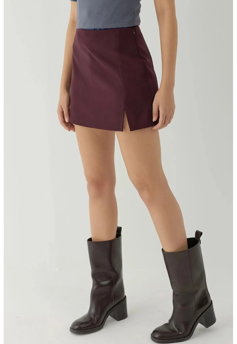 Fusta scurta - slim fit - cu slit - mov -
