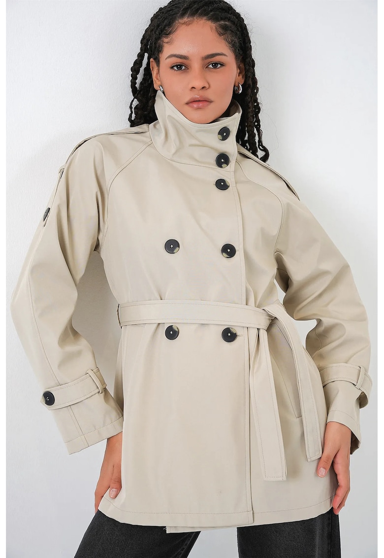 Trenci dama - Regular Fit - bej natural - textil