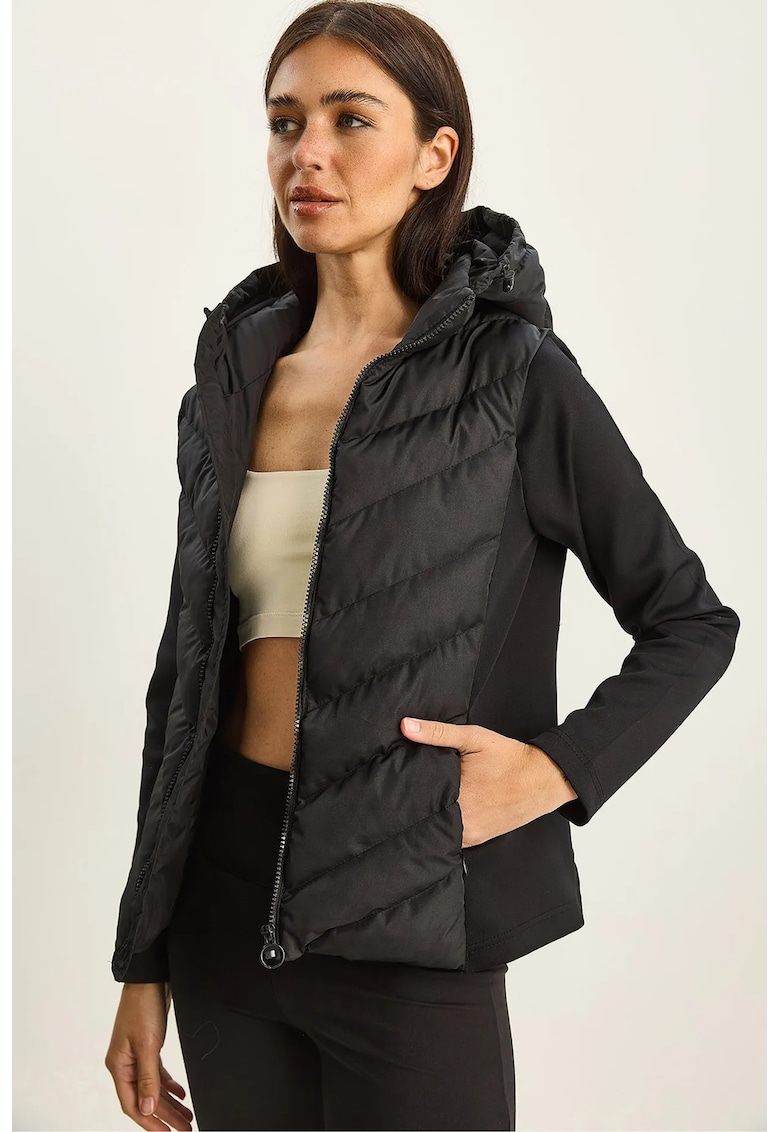 Jacheta dama - cu gluga - matlasata - neagra