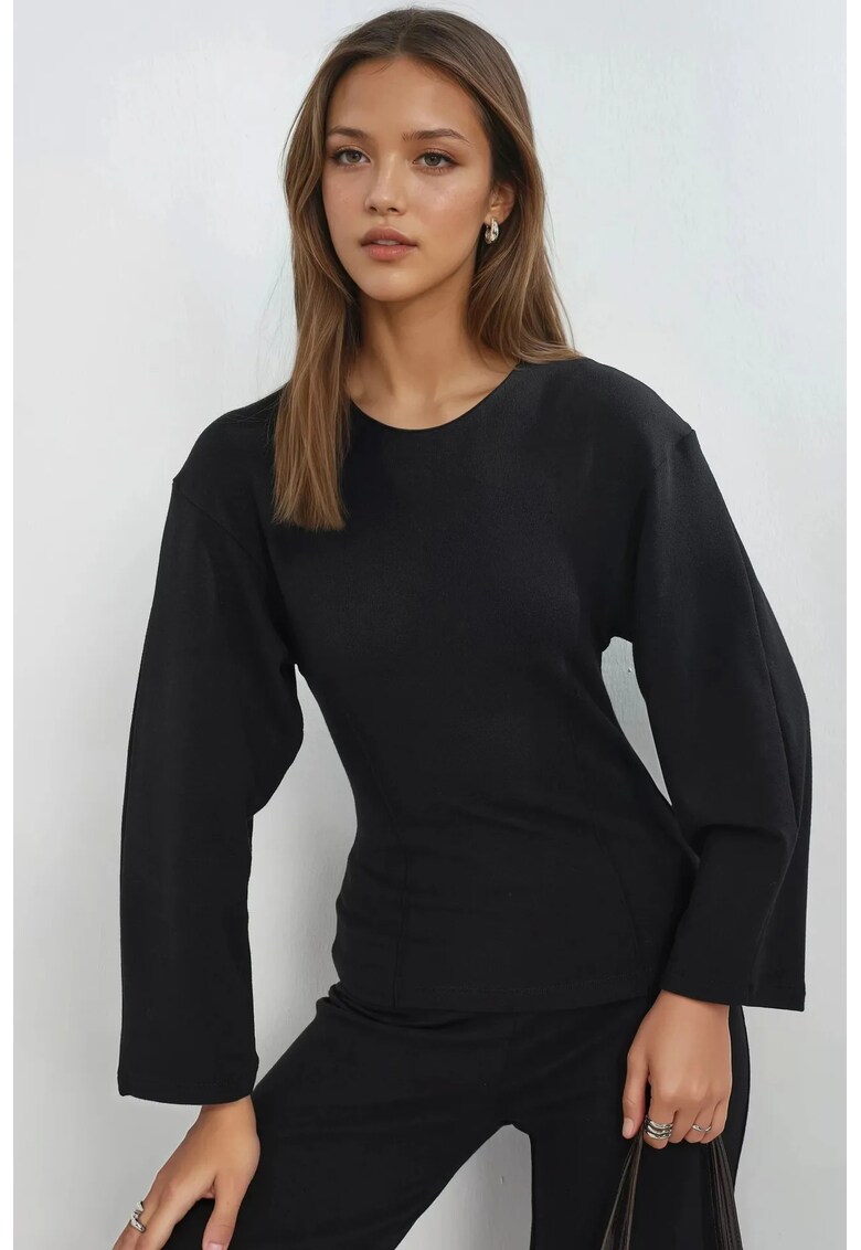 Bluza dama - mulata - maneca lunga - negru - jerseu