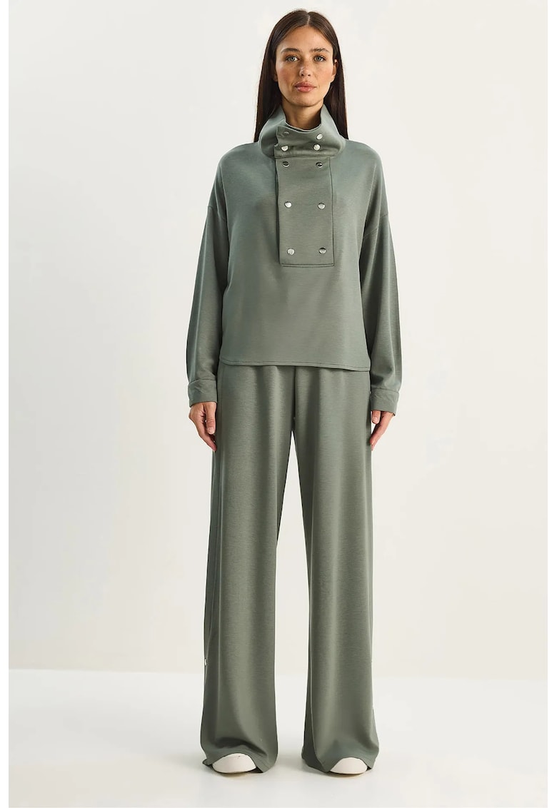 Compleu dama - set coordonat tricotat supradimensionat - verde pin