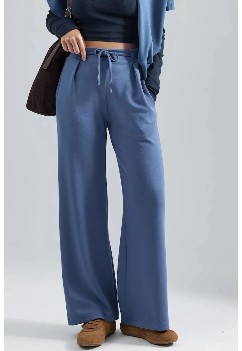 Pantaloni dama tesatura tricotata - Albastru