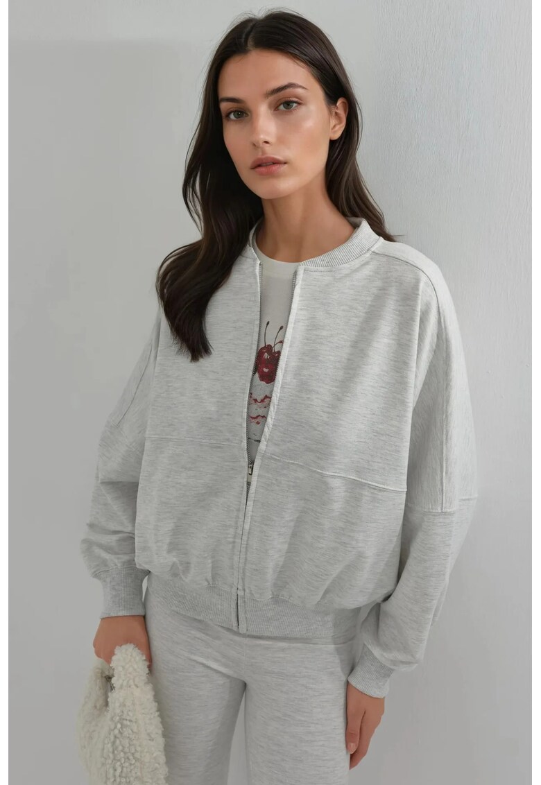 Hanorac dama - gri deschis - textil