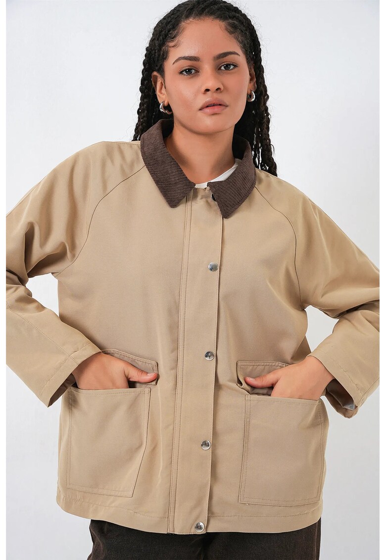 Geaca dama - bej natural - textil