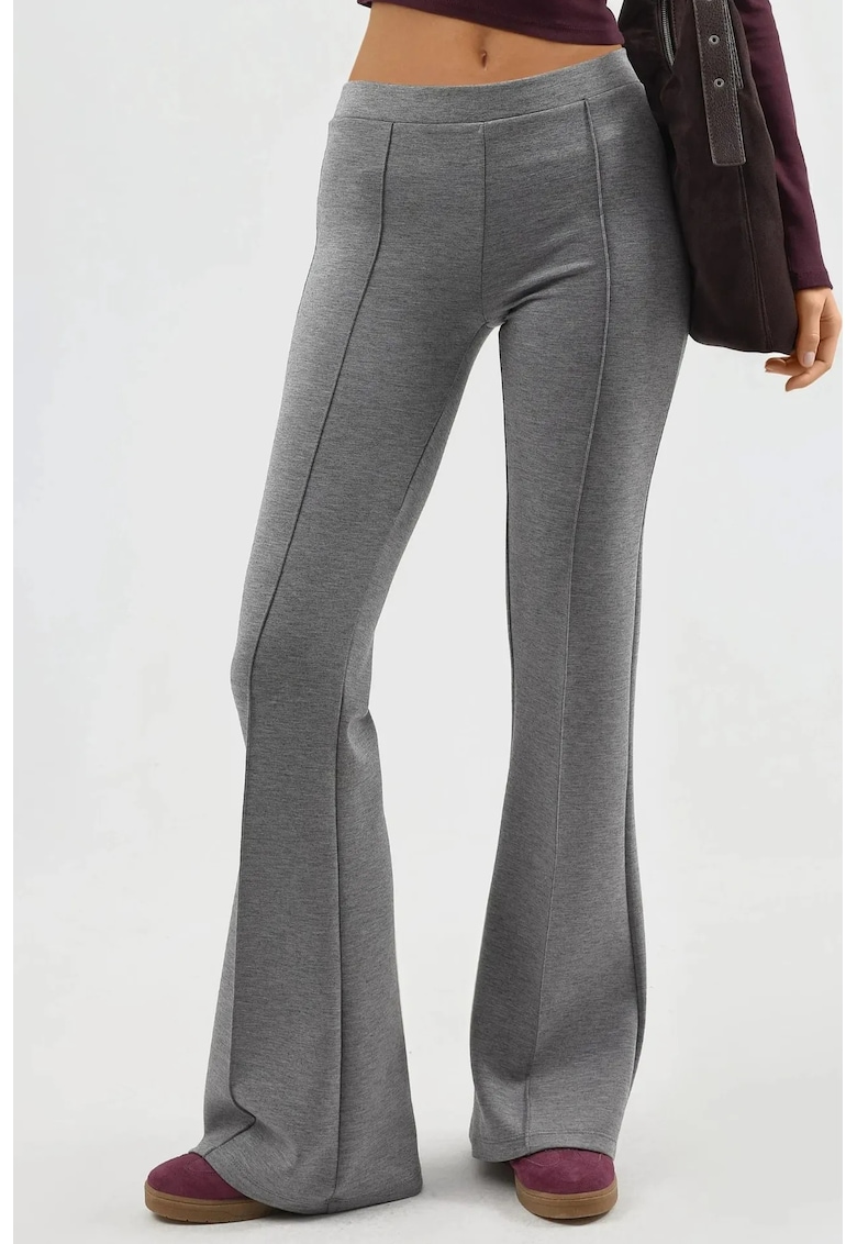 Pantaloni dama - evazati gri inchis - textil - Gri inchis