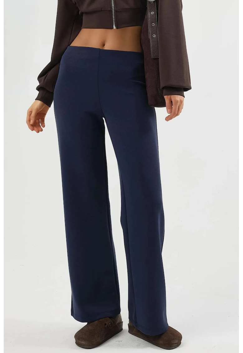 Pantaloni dama talie inalta - bleumarin - textil - Albastru marin