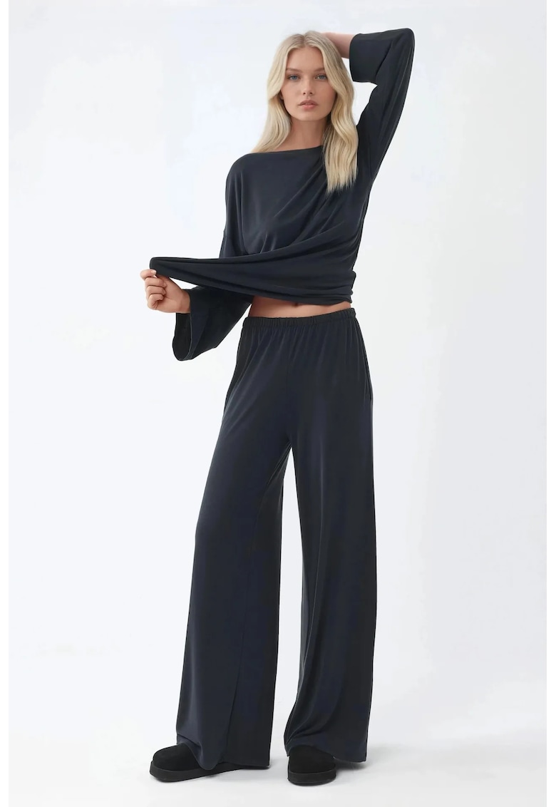 Pantaloni dama - gri carbune - textil - Gri carbune