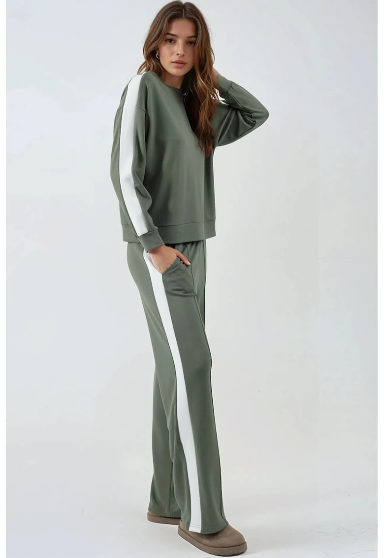 Compleu din doua piese - bluza si pantaloni - verde - tricot