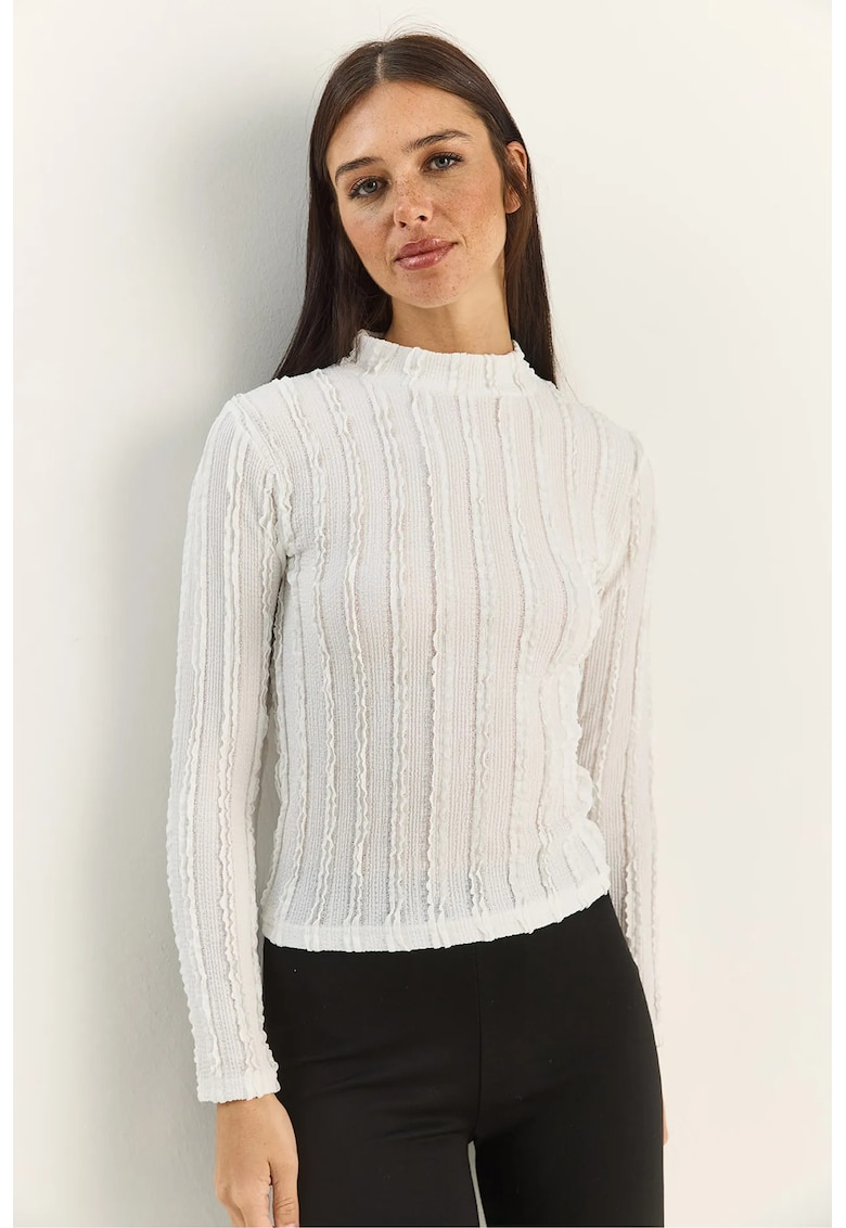 Bluza dama - bumbac - ivoire - jerseu