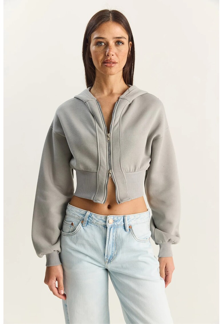 Hanorac dama - scurt - subtire - verde menta - jerseu