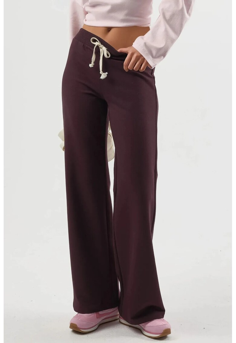 Pantaloni dama - pantaloni croiala dreapta - mov - textil