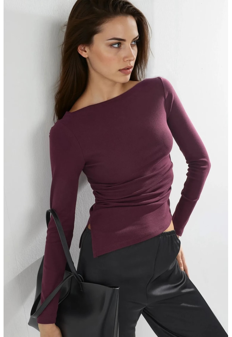 Bluza dama - bumbac - decolteu barca - mov - jerseu -