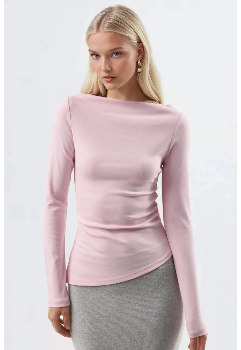 Bluza dama - bumbac - roz pudra - jerseu