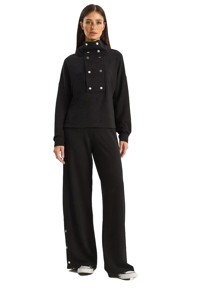 Set coordonat tricotat oversize - guler rulat - negru