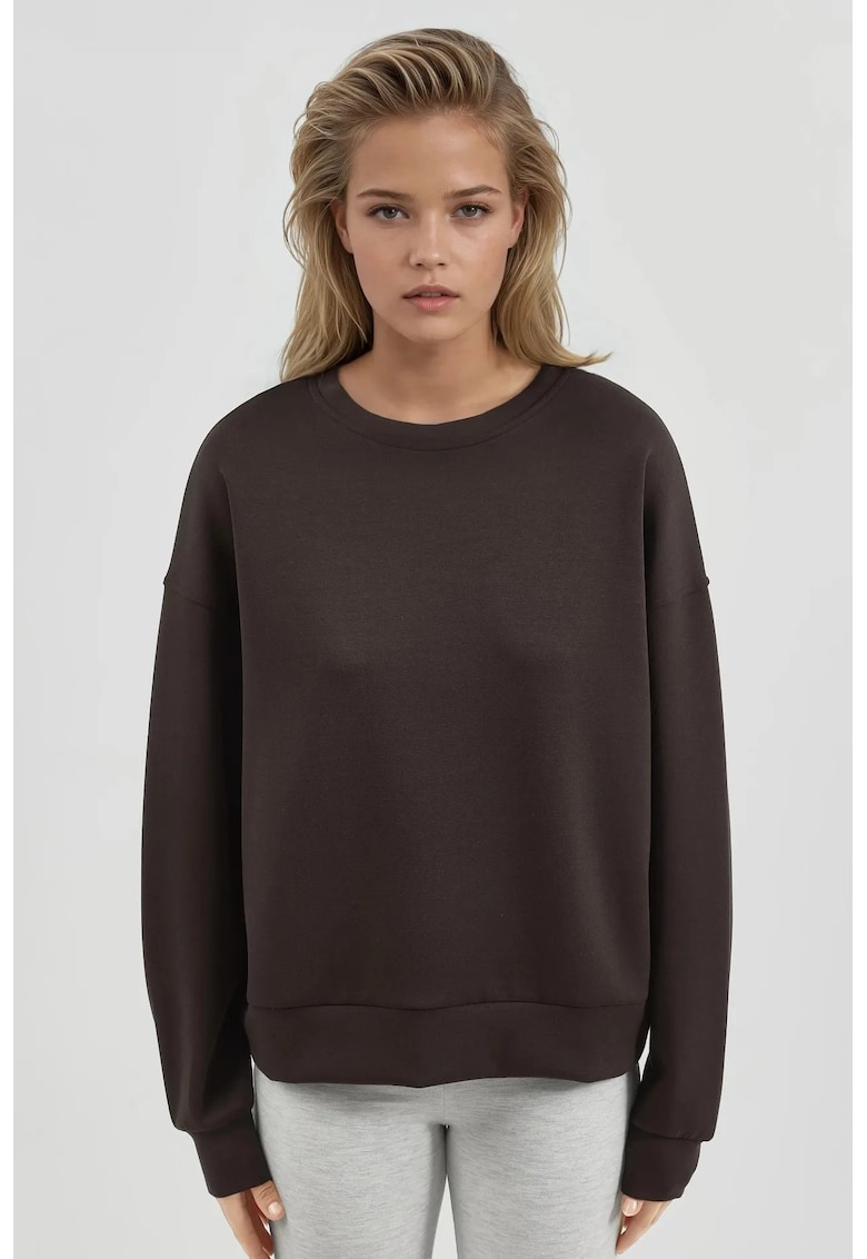 Hanorac dama gat rotund - maro cafeniu - textil