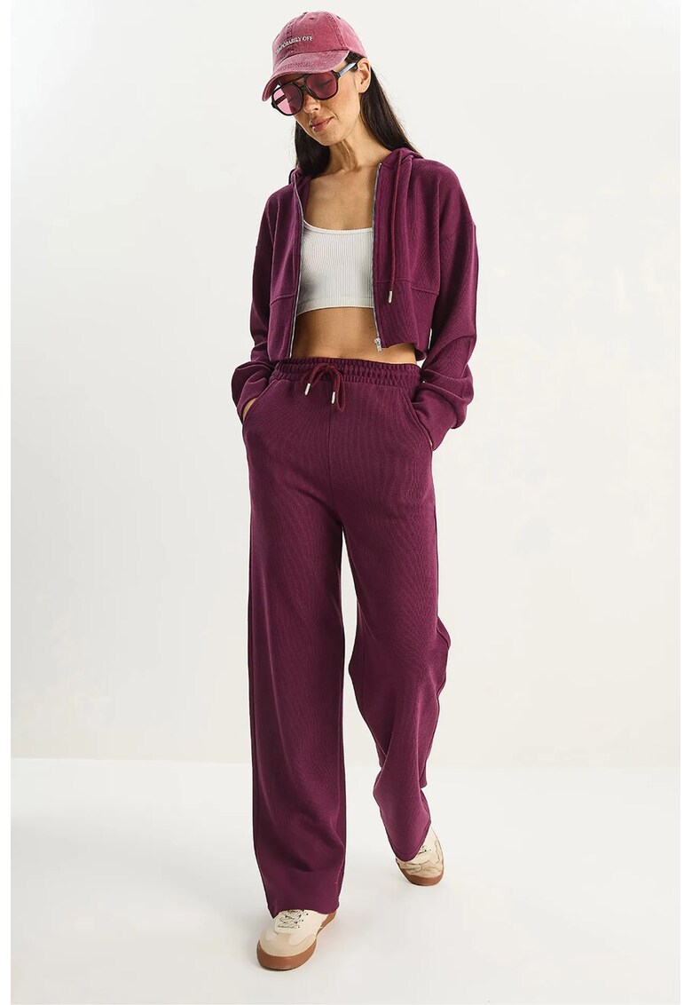 Set din doua piese - hanorac cu gluga - mov - jerseu