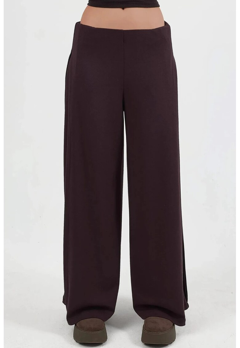 Pantaloni dama - plisati picior rosu - textil - Visiniu