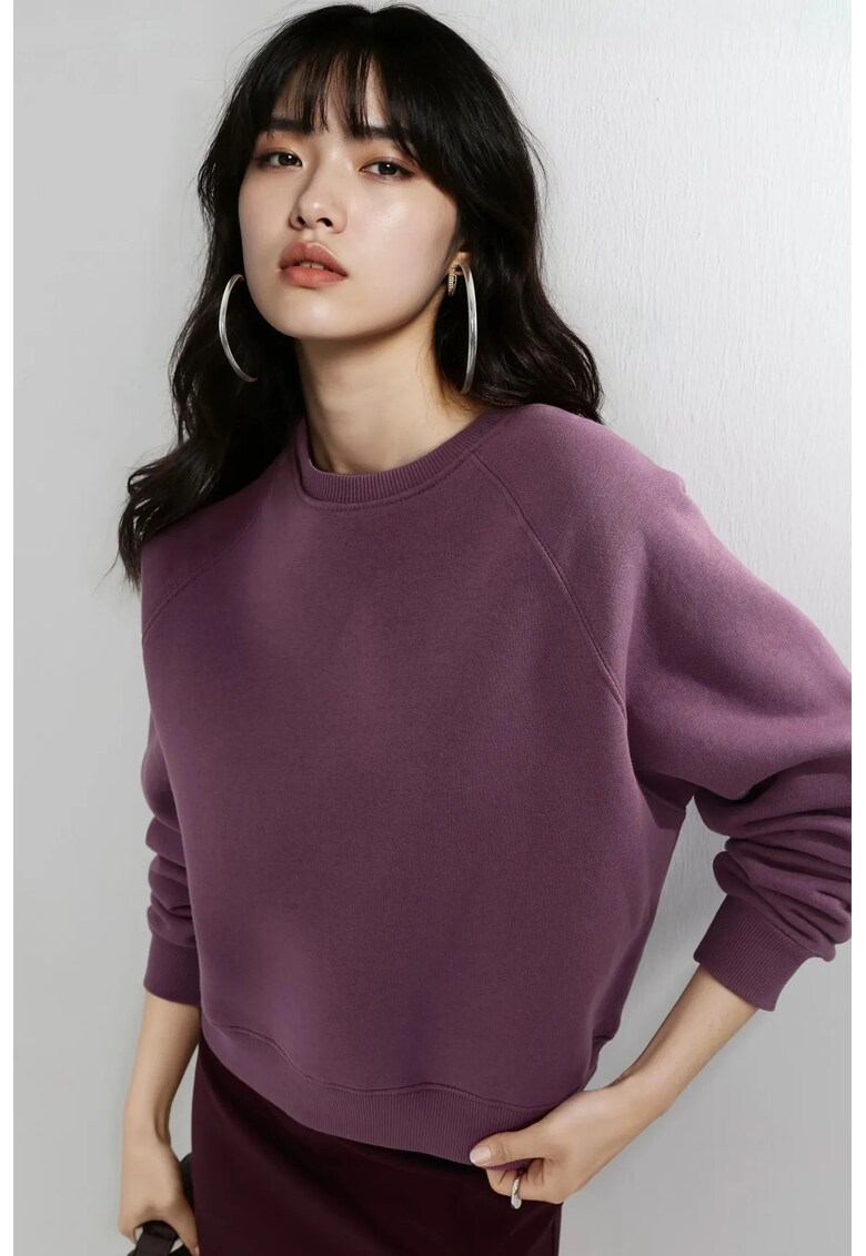 Hanorac dama - tricotat - maneca lunga - mov lila - textil