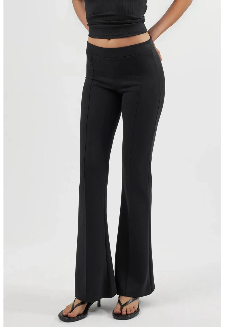 Pantaloni dama - evazati - negru - textil - Negru