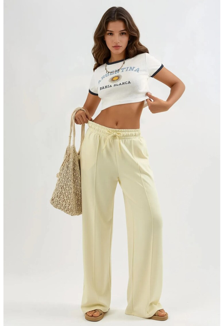 Pantaloni dama galben lamaie - textil - Galben lamaie