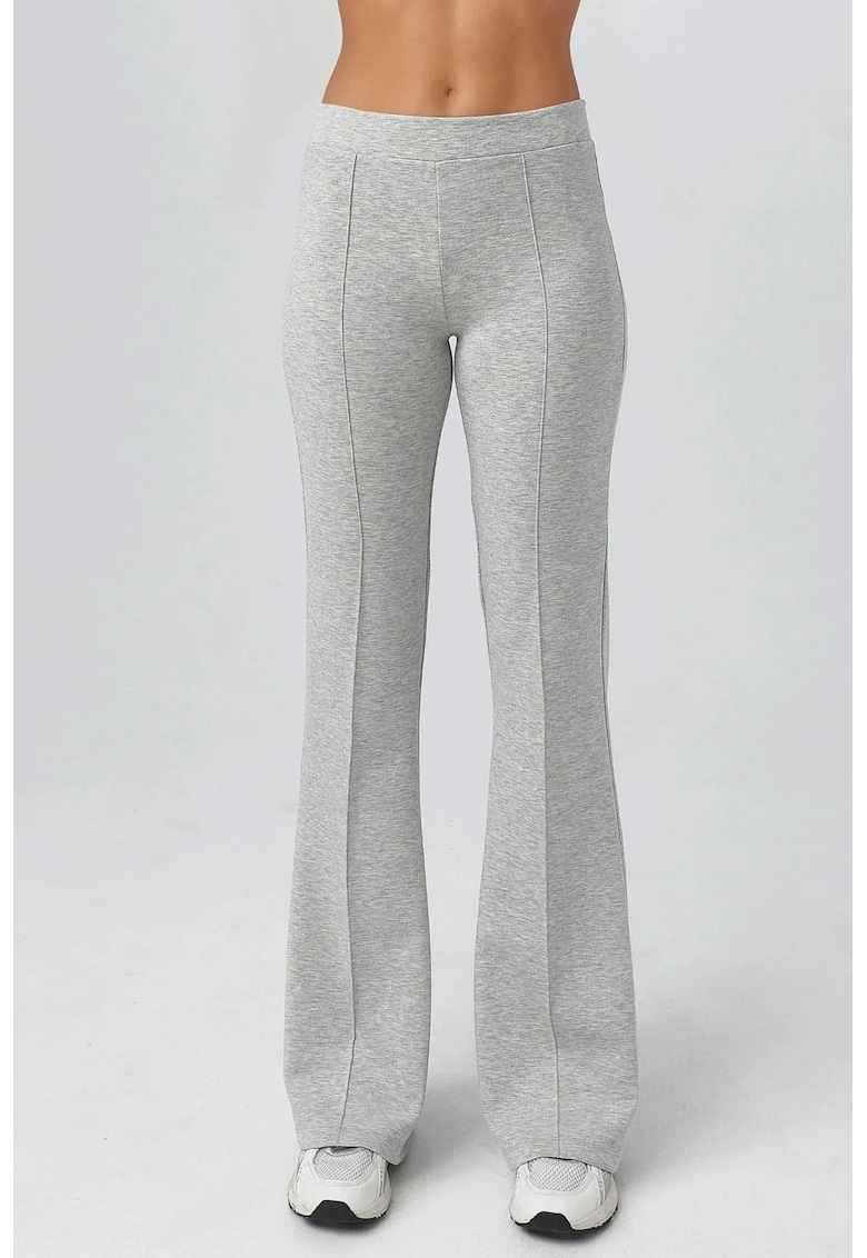 Pantaloni dama - evazati gri deschis - textil - Gri deschis