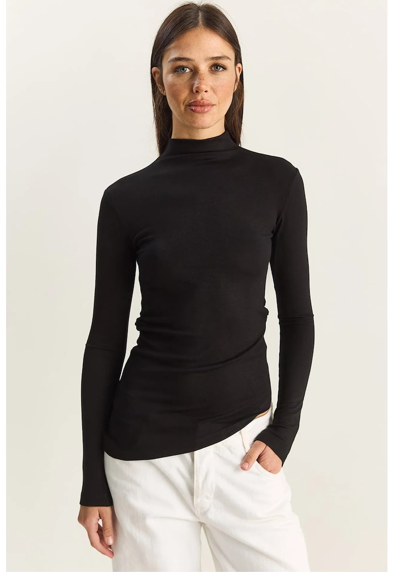 Bluza dama - mulata - cu maneci lungi - negru - jerseu