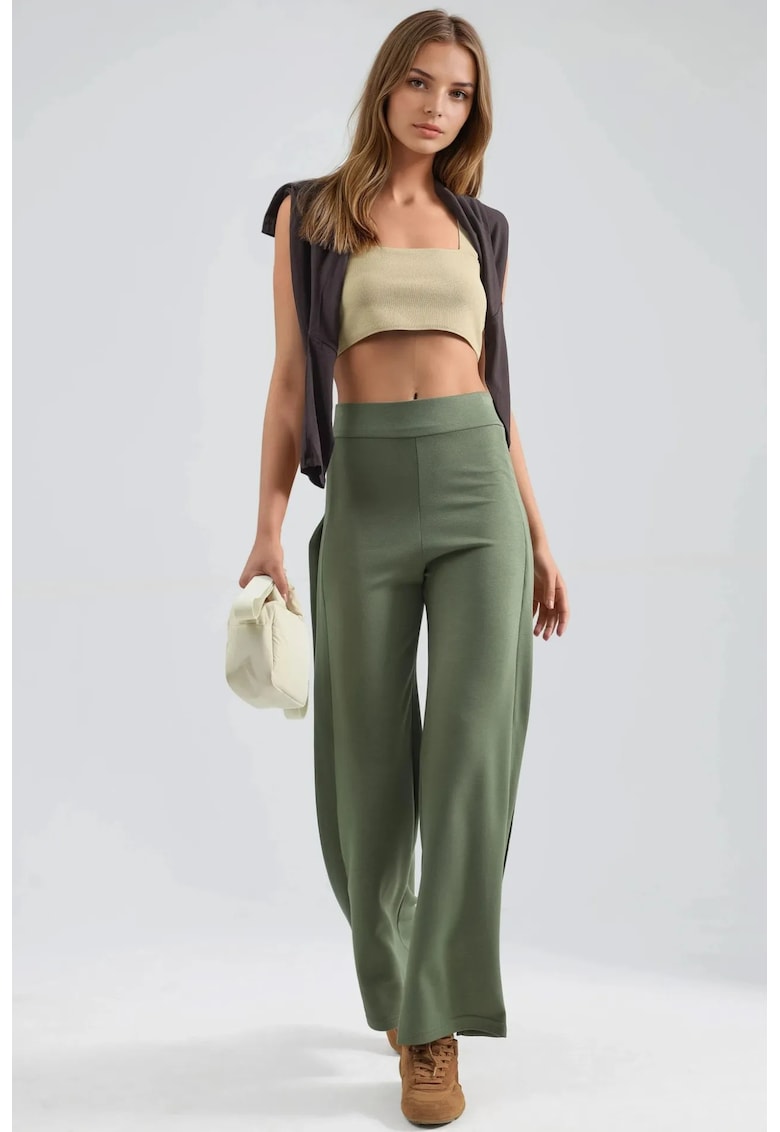 Pantaloni dama - verde - textil