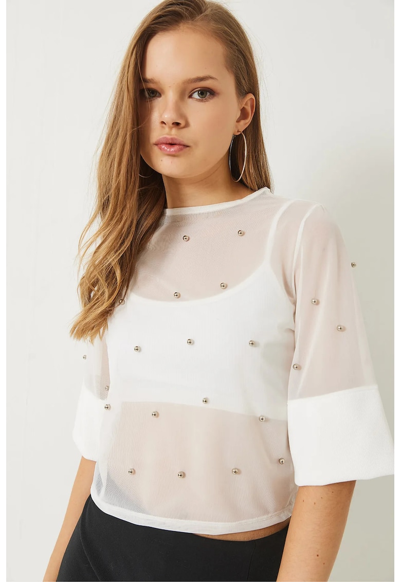 Bluza dama model stelar alb - Alb