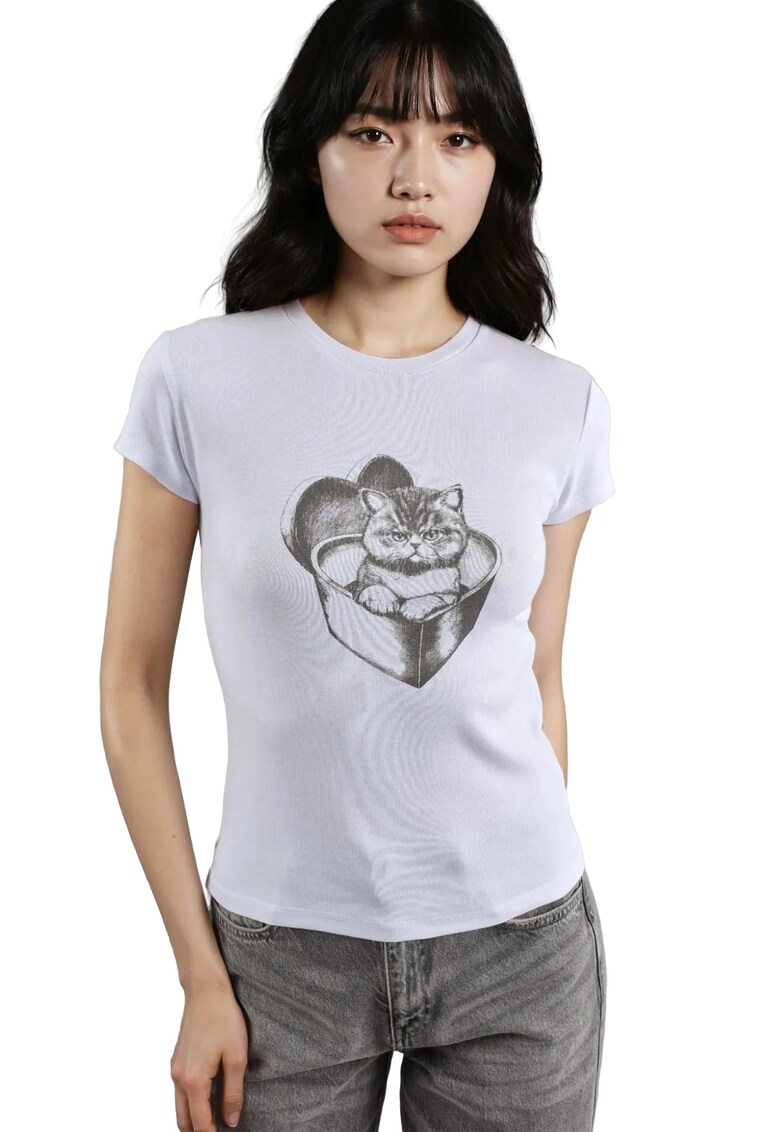 Top tricotat dama - scurt - guler rotund - alb/gri - lycra