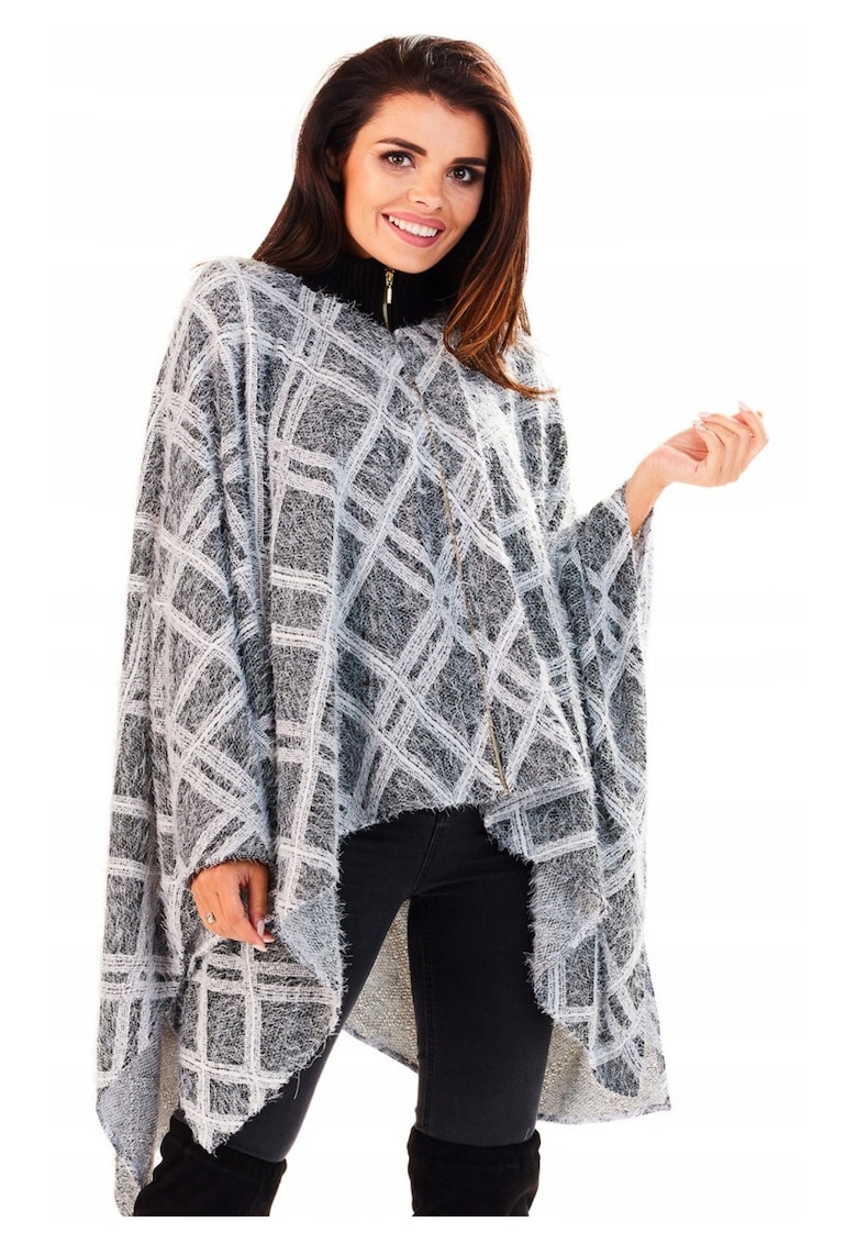 Cardigan Pentru Femei - L052 - Romburi - Marime Unica - Poliester - Maneci Lungi - Guler Inalt - Fermoar - De Inalta Calitate - Multicolor