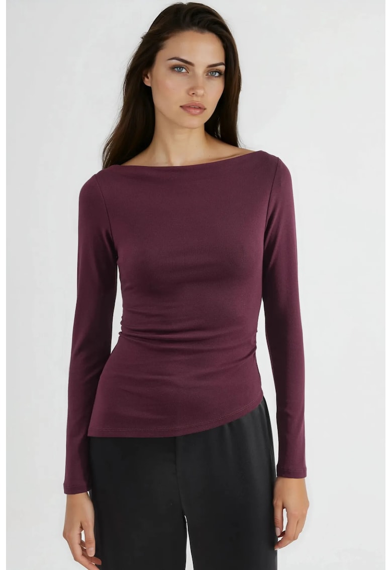 Bluza dama - bumbac - decolteu barca - mov