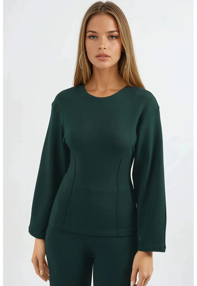 Bluza dama - maneca lunga - verde - jerseu