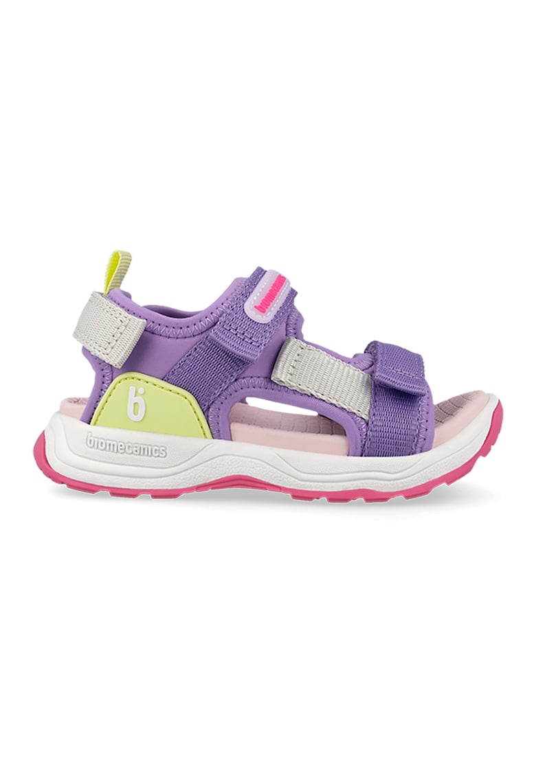 Sandale cu banda dubla velcro - Verde pal/Lila/Alb optic
