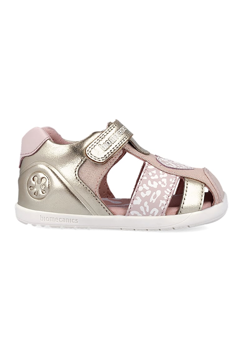 Sandale fisherman din piele - Auriu/Maro taupe deschis
