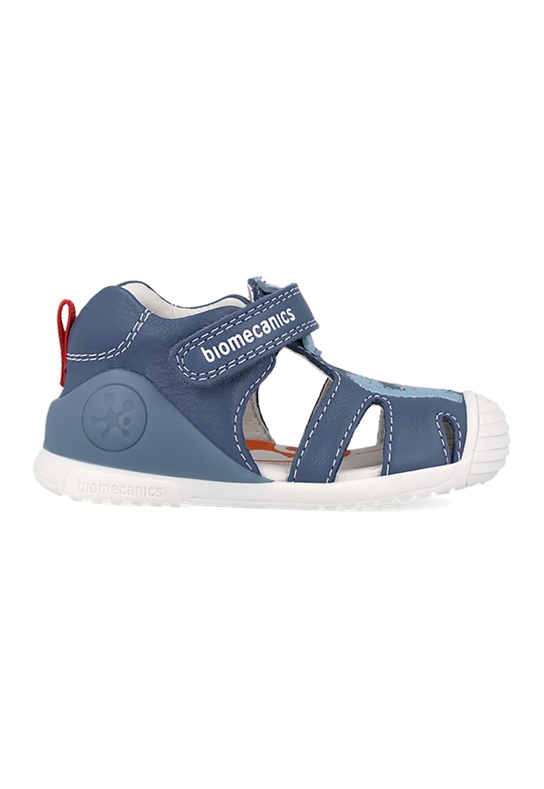 Sandale din piele cu velcro - Albastru inchis/Rosu inchis/Crem