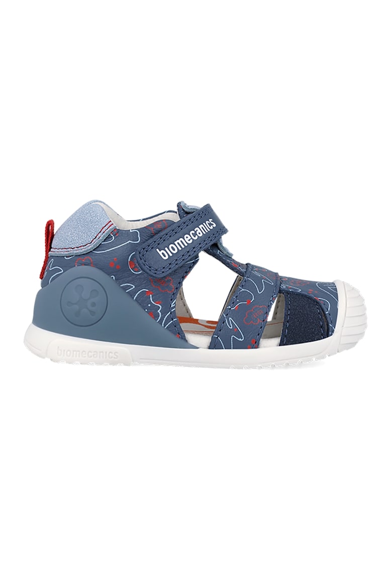 Sandale cu logo si velcro - Albastru inchis/Rosu inchis/Alb murdar
