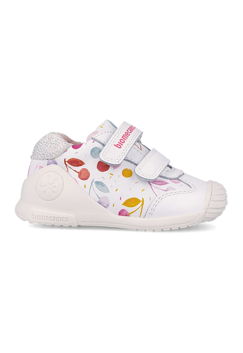Pantofi sport din piele cu model si inchidere velcro - Rosu/Galben sofran/Alb murdar