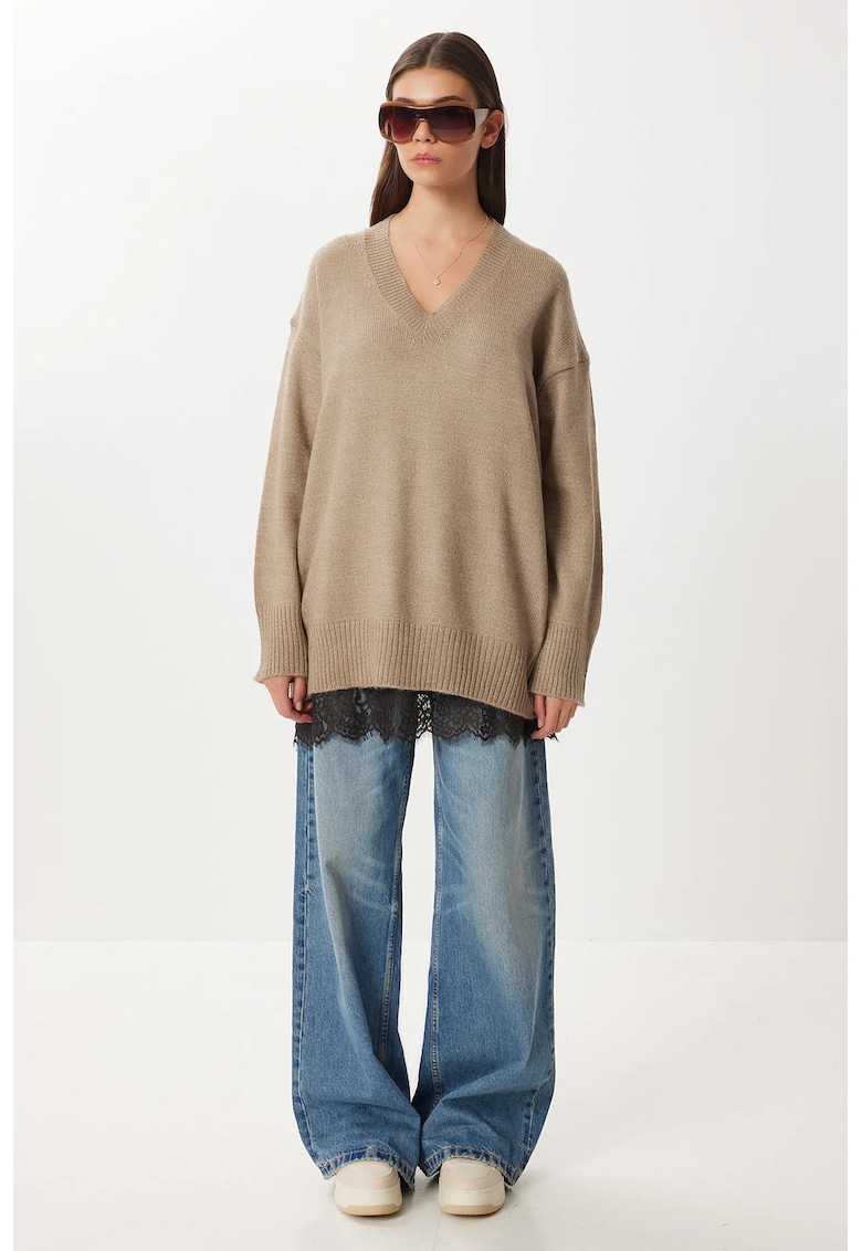 Pulover dama Happiness Istanbul - bej - One Size