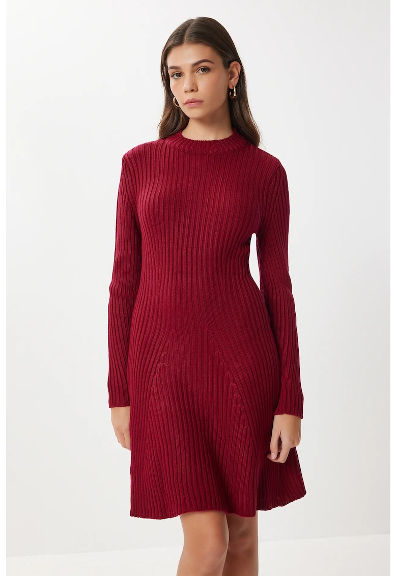 Rochie mini tricotata Happiness Istanbul - rosu - jerseu - One Size