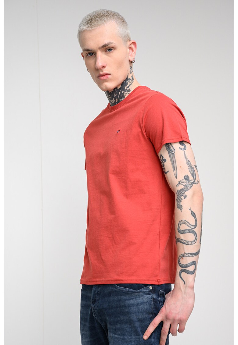 Tricou slim fit de bumbac - Rosu vermillion