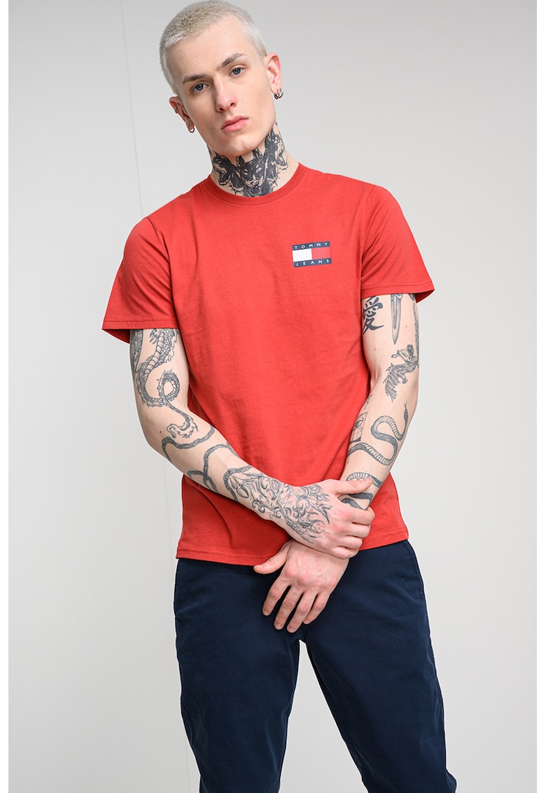 Tricou de bumbac cu logo - Caramiziu