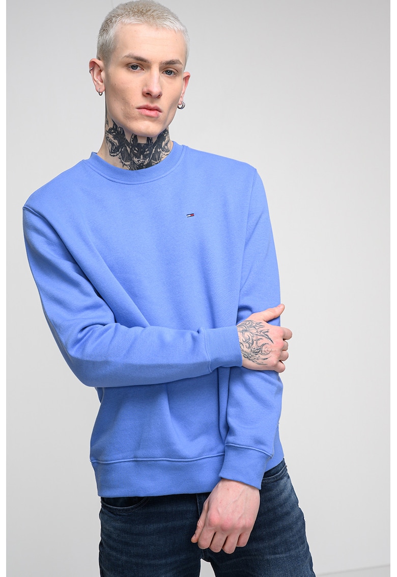 Bluza de trening cu decolteu la baza gatului si logo discret - Lila