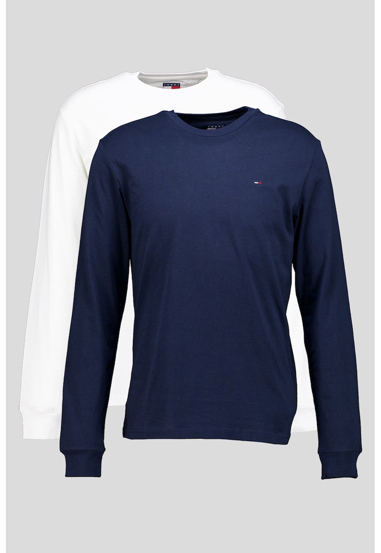 Set de bluze slim fit de bumbac - 2 piese - Alb/Bleumarin