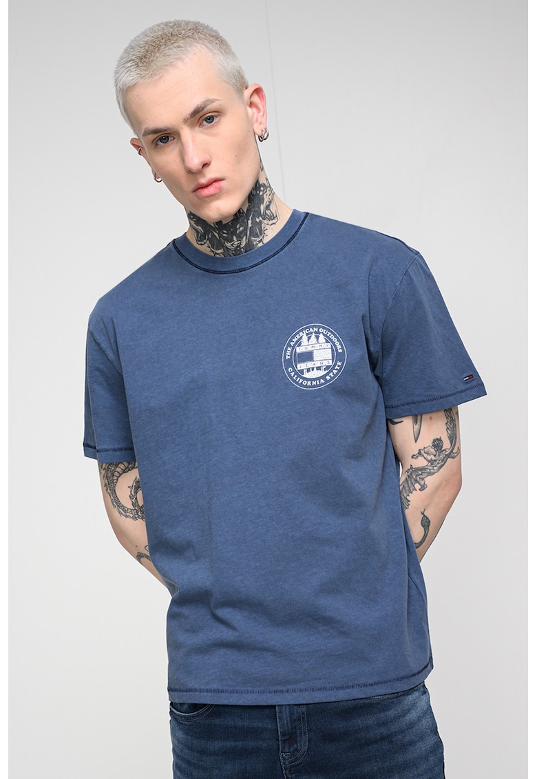 Tricou lejer din bumbac - Bleumarin