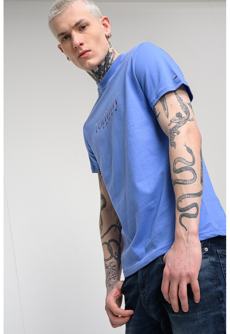 Tricou cu imprimeu logo - Albastru lavanda