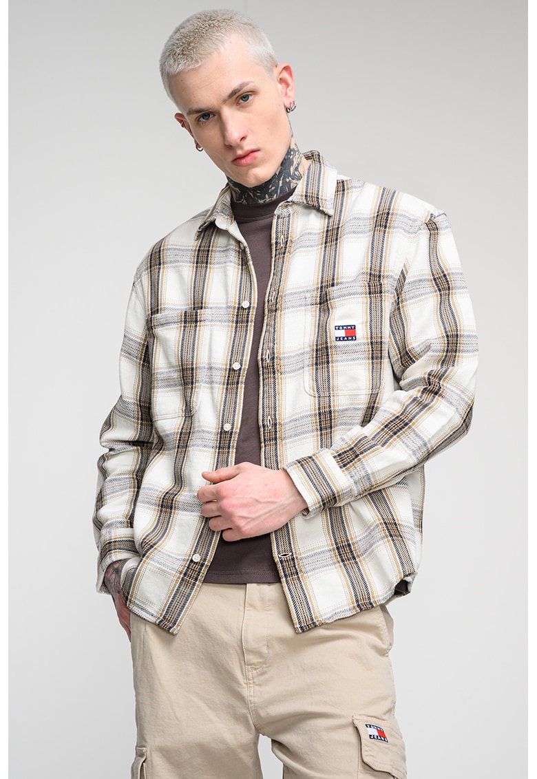 Camasa relaxed fit in carouri - Verde/Negru/Crem