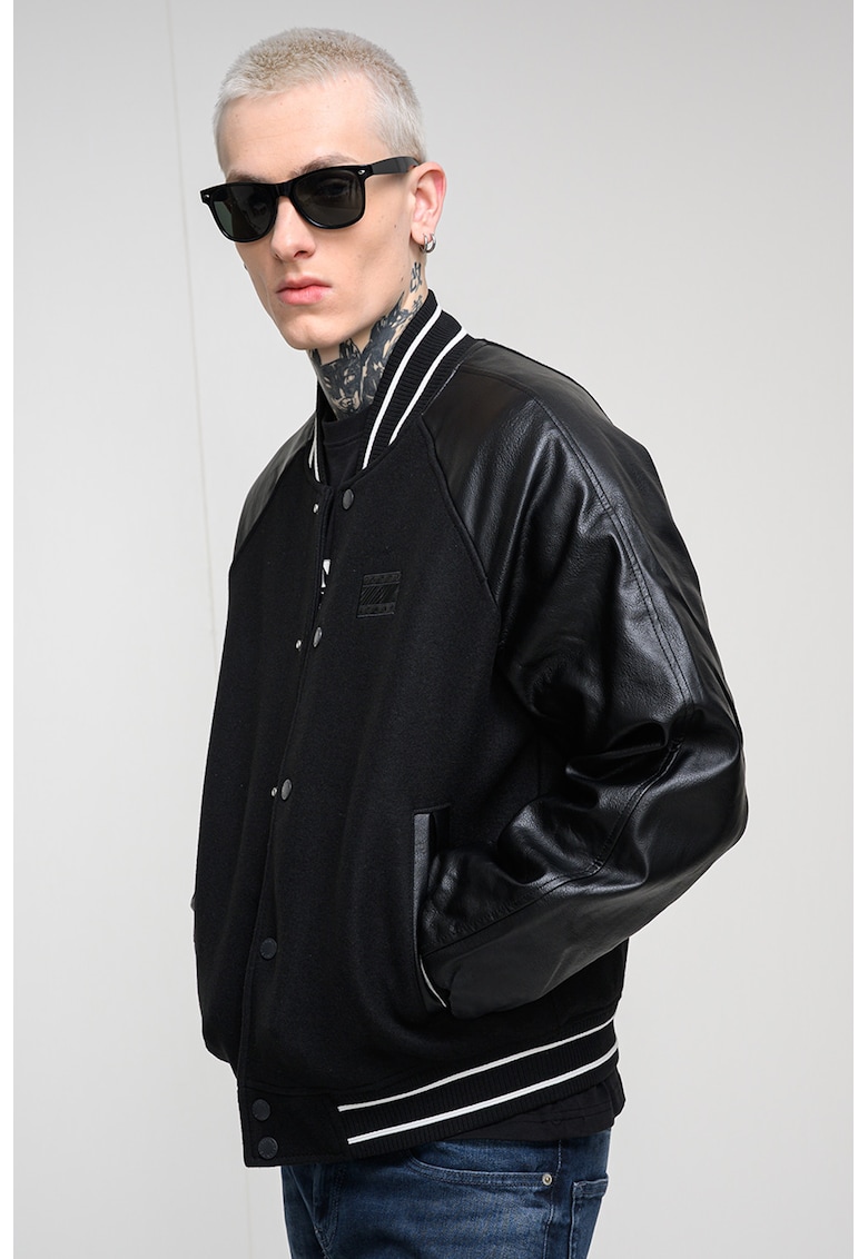 Jacheta bomber din amestec de lana - Negru